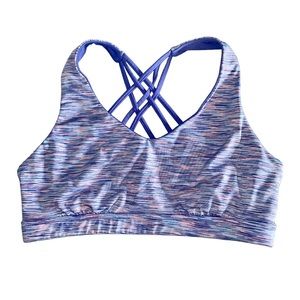 Purple Design Strappy Crossed Back Sports Bra 90 Degree By Reflex L Running
